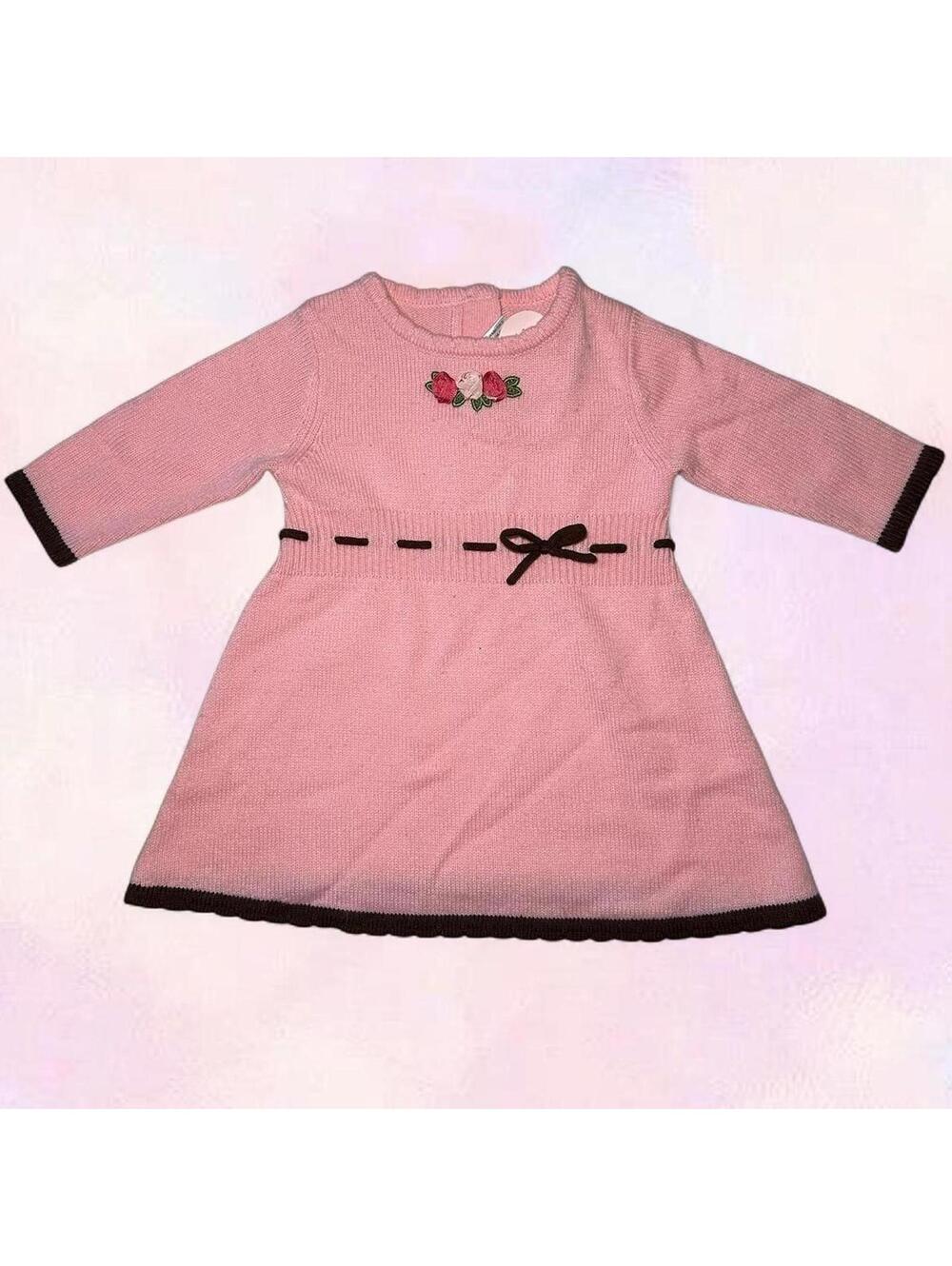 Vintage Gymboree Pink Dress Brown Accents 3-6 Months 2004